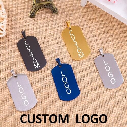 Showfay 2021 Custom Name Pattern Square Titanium Steel Stainless Steel 5CM Long Custom Nameplate Mirror Plating Laser Lettering