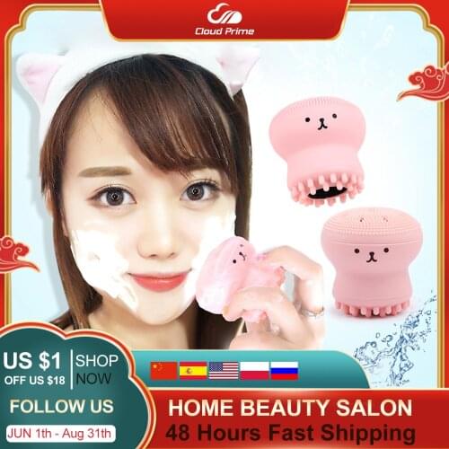 Silicone Small Octopus Facial Cleansing Brushes Face Deep Cleaning Washing Brush Massage Beauty Instrument Clean Pores/Exfoliate