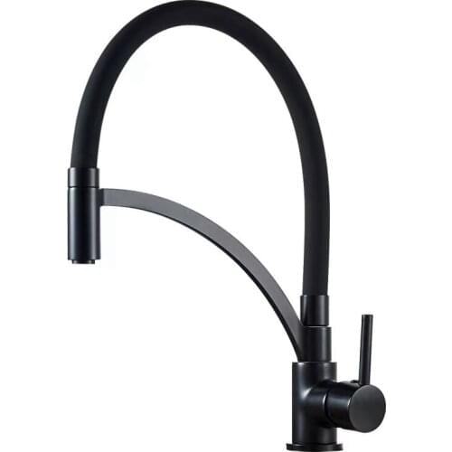 Black copper kitchen faucet can rotate hot and cold water kitchen faucet