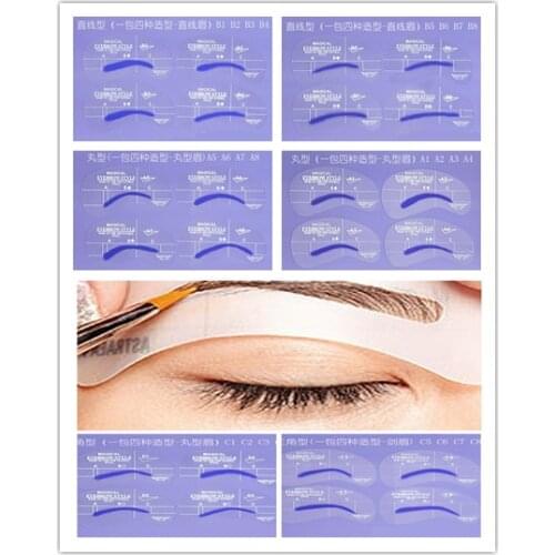 24pcs Brow Painted Eyebrow Stencil Model Template Stencils For Eye Eyebrows Makeup Tools Free Shipping