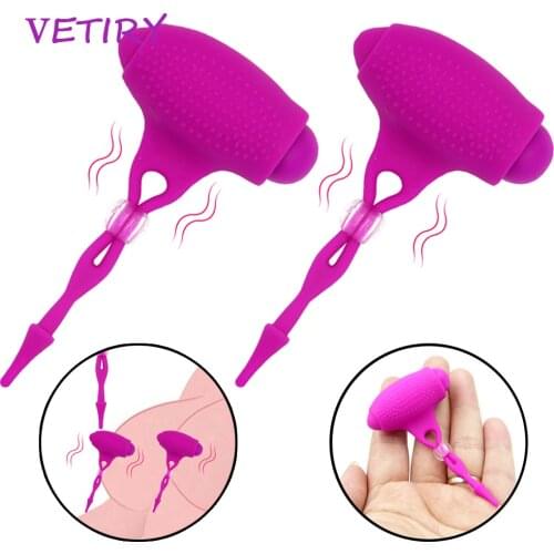 1 Pair Vibrator Nipple Clamps Breast Clips Nipple Clitoris Massage Sex Toys For Woman Masturbation Penis Delay Ring Toys for Men
