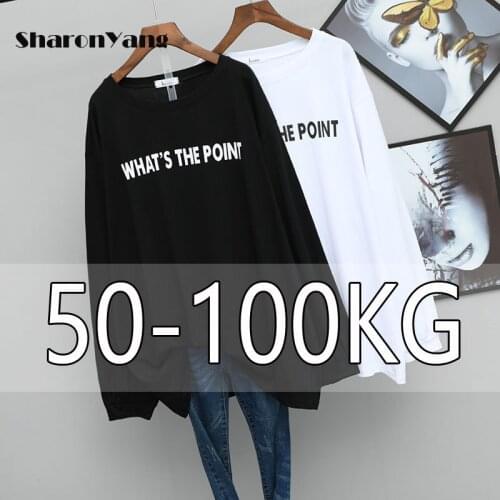 Spring Autumn New Loose Long Sleeve Women T-shirt Fashion Printed Casual Style T Shirt Plus Size Cotton Primer Shirt 100kg