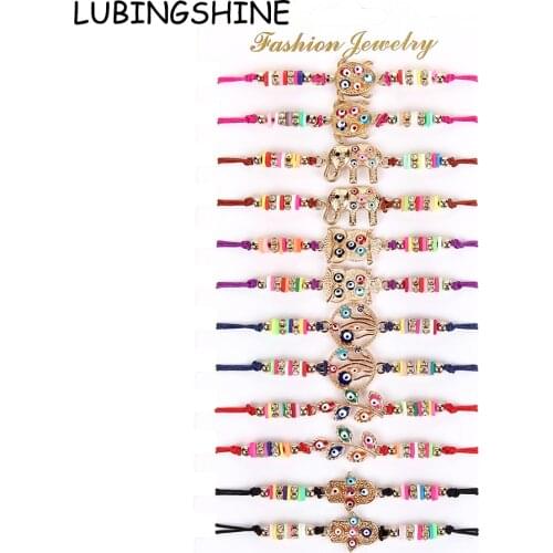 12pcs/lot Women Tree of Life Evil Eye Charms Yoga Bracelet Set Braided Adjustable Fatima Hand Knot Rope Chain Wristband Jewelry