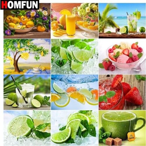 HOMFUN 5d Diamond Painting Full Square/Round "Lemon fruit cup" Picture Of Rhinestone DIY Diamond Embroidery Home Decor