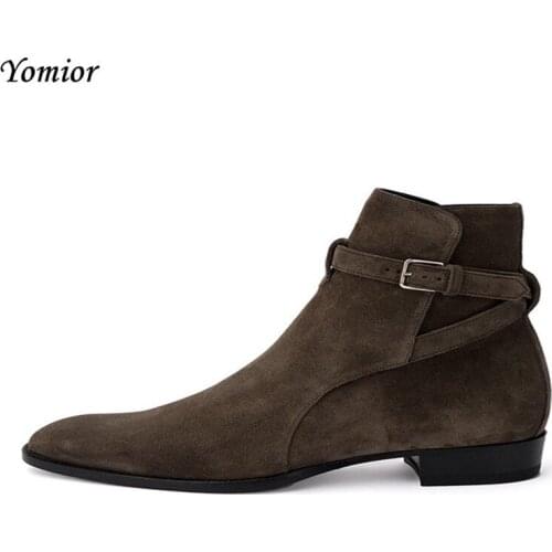 Yomior Men Boots Genuine Leather Handmade Fashion New Autumn Winter Ankle Boots Casual Gentleman Party Wedding Chelsea Boots