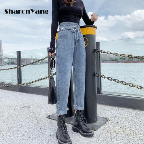 High Waist Jeans Woman Street Style High Waist Denim Pants Cotton Loose Vintage Washed Personality Jeans 2021 Spring Summer