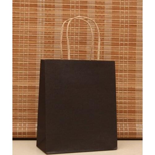 Export 18x15x8cm 20pcs Classic Black Kraft Paper Gift bags Christmas Creative Gift Bag Cloth Cosmetics Paper Shopping Bags