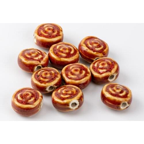 17# 20pcs Rose Flower Quality Ceramic beads Jingdezhen Not natural stone Unique Ceramics Beads Wholesale #A329C