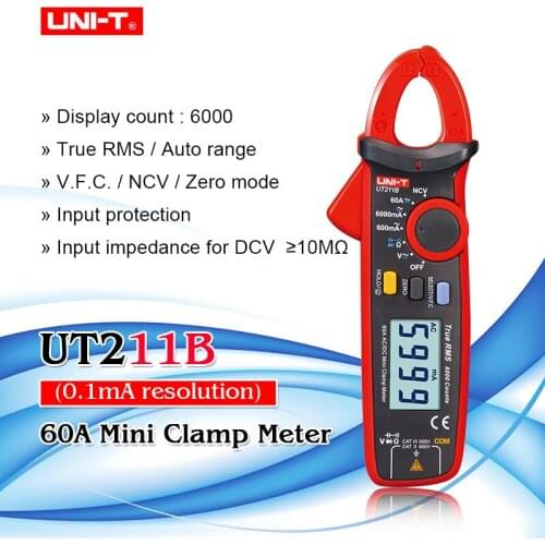 UNI-T UT211B Clamp Multimeter AC small current clamp AC DC 60A Current NCV Test Best Accuracy 20mA Zero Mode Cap Diode Ohm