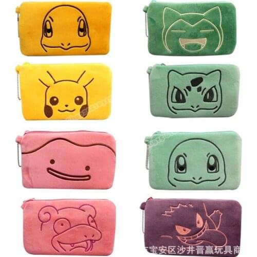 Pokemon Pikachu Girl Plush Wallet Embroidery Portable Clutch Cartoon Zipper Coin Purse Metal Decoration Card Holder Kid Mini Bag