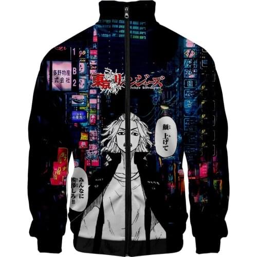 Personality Anime Tokyo Revengers Stand-up Collar Zipper Jacket Men Boy Long Sleeve Sweatshirt Fashion Anime Clothes Boy