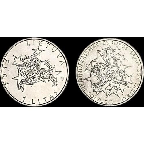 Lithuania 1 Litre Rotating Presidency of the EU 2013 100% Real Genuine Original Coin Comemorative Coin Collection Rare Unc