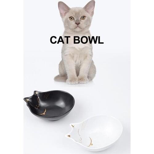Cat Bowl Ceramic Cute Cartoon Creative Feeding Kitten Bowl Cat Food Bowl