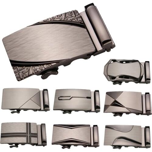 Metal Automatic Slide Buckle Replacement Ratchet Belt Buckle Formal Rectangular Business Belt Accessories for Men
