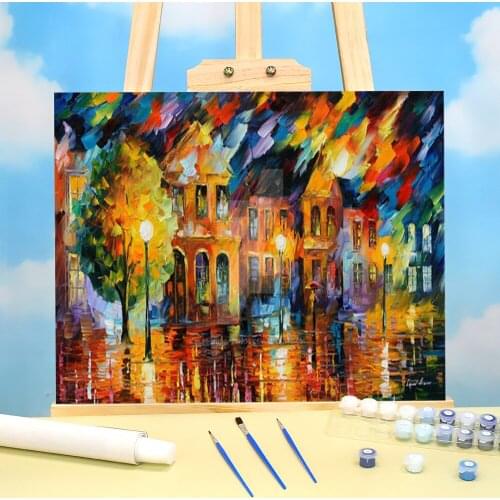 Old Street Coloring By Numbers Painting Set Acrylic Paints 40*50 Boards By Numbers Wall Decoration For Children Wall Handiwork