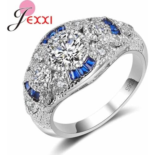 Enchanting 925 Sterling Silver Ring CZ Cubic Zirconia Shiny Jewelry Christmas Women Gift Party Rings Wholesale