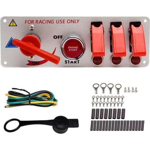Ignition Switch Panel Race Car 5 in 1 12V Engine Push Button Starter LED Toggle Switches Panel for Racing Car Auto