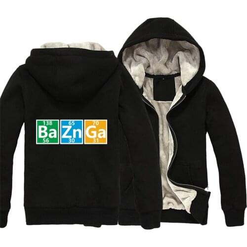 TBBT Flash Bazinga Man Boy Parkas Full Zip Coat Plus Velvet Autumn Winter Periodic Table Elements Science Font B Atom ZIIART