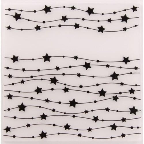 Plastic Black Star Pattern Embossing Folders 3D Card Making Album Decoration Template Scrapbooking Square 15cm x 15cm, 1 Piece