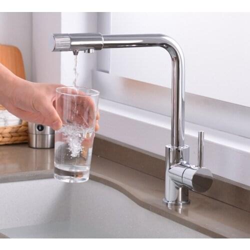 All copper simple kitchen sink water purifier faucet cold and hot water