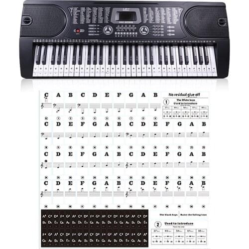 Transparent 54 61 88 Keys Electronic Keyboard Key Sticker Piano Stave Note Sticker for White Keys