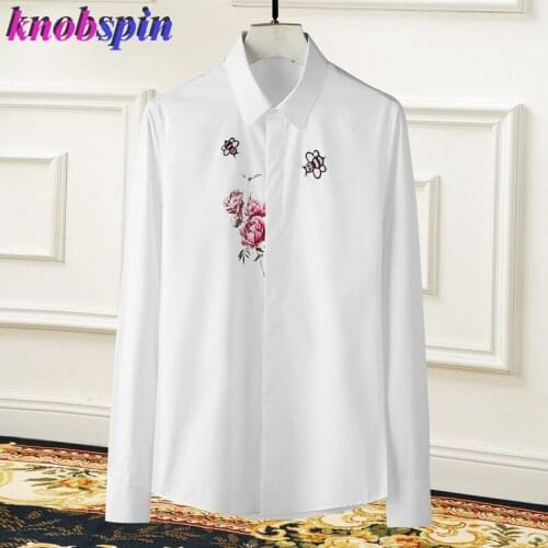 Little Bee Embroidery Men Shirt Top Brand quality Chemise homme Slim Long sleeve Camisas social masculina Casual Shirts for men