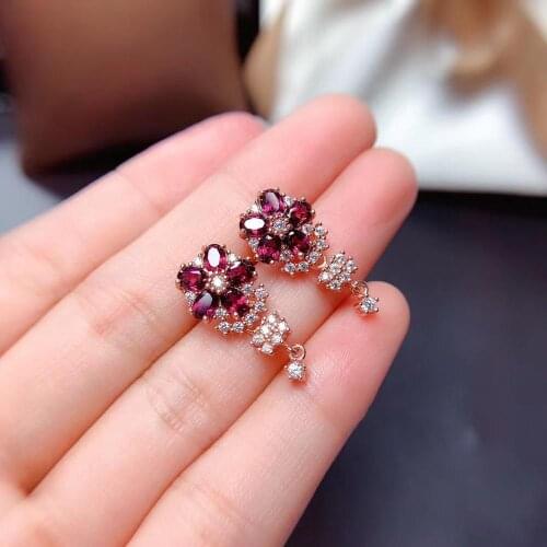 The Best engagement Gift Garnet Earring Natural And Real 925 sterling silver Garnet Earring