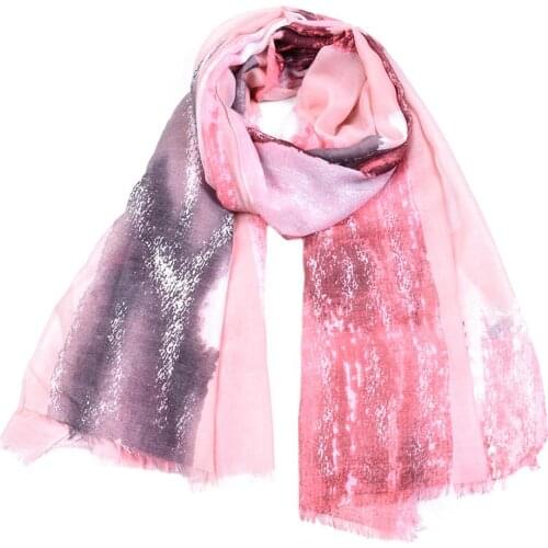 Fashiona Gradient Scarves Spring Autumn Muslim Womens Hijab Headband Graffiti Printed Shawl Long Dual-use Pashmina Cotton Linen