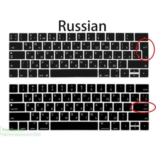 Silicone Keyboard Cover Skin Russian for Apple MacBook Pro 13 15 ouch Bar ID A1706 A1707 A1989 A1990 A2159 2017 2018 2019