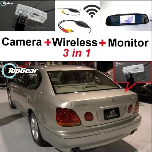 3in1 Special Rear View Camera + Wireless Receiver + Mirror Monitor DIY Back Up Parking System For Lexus GS300 GS400 GS430 Aristo