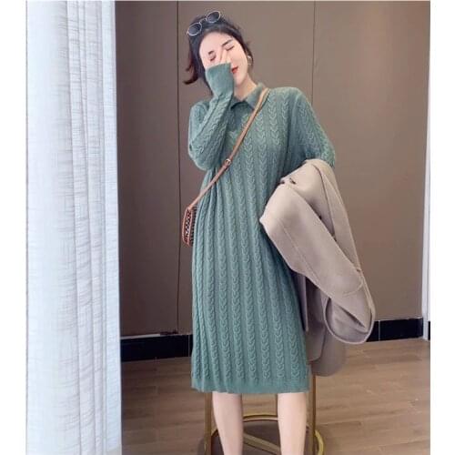 Lamtrip Unique Twisted Peter Pan Collar Retro French Chic Knitting Sexy Long Sleeve Basic Dress Mori Girl 2020 Winter