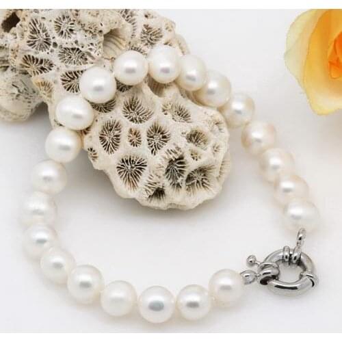 Unique Pearl Jewelry White Pink Lavender Black Single Pearls Bracelet Potato Round With Silver Toned Clasp New Fine Women Gift