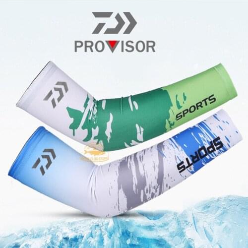 Daiwa Icy Breathable Waterproof Fishing Sleeve Summer Arm Guards Ice Cool UV Silk Sleeves Sports Sleeves for Men and Women