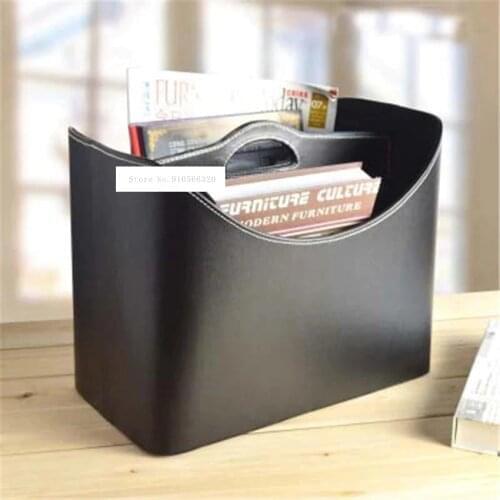 YMSN004 Multipurpose Grocery Leather Storage Basket Creative Leather Gift Basket Fashion Home Handbasket For Magazine Newspaper