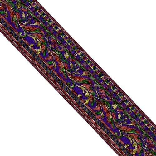 ZERZEEMOOY 2 inch 5cm 7yard/lot High Quality Woven Jacquard Ribbon Purple Background Flower Straps And Belt Lace