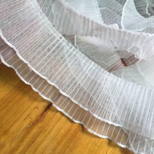 1Yard 91cm Pleated Mesh Lace Trim 6.5cm Elastic Ribbom Curtain Guipure Collar DIY Sewing White Black Lace Trimmings Clothing KQ1