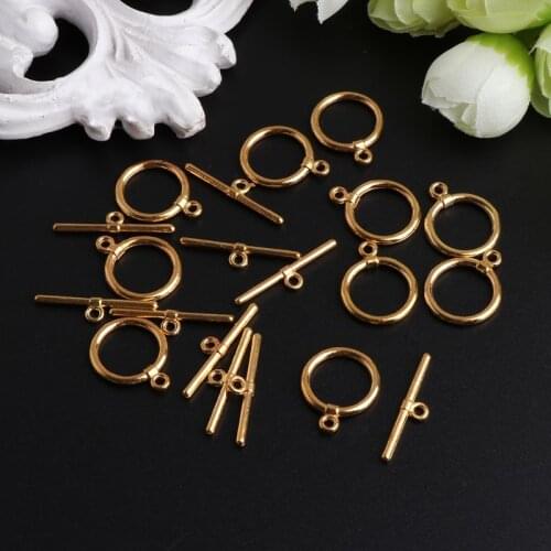 R2LE 10Pcs/Set 14mm Toggle Clasps Connectors OT Clasp Stainless Steel For Jewelry DIY
