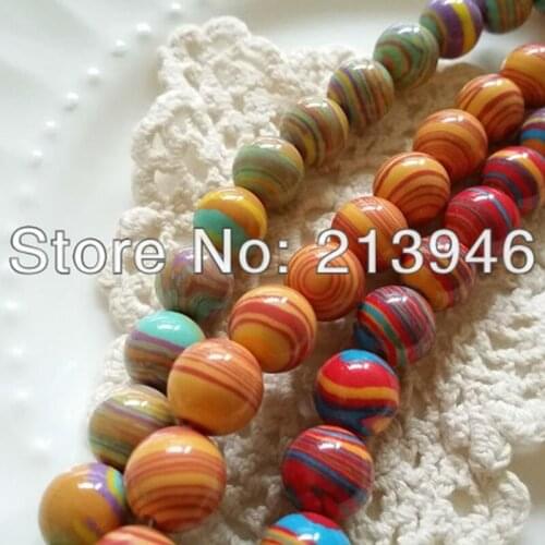 2 Strands/Pack 10MM Colorful Imitation Malachite Beads Semi-precious Stone Strands Jewelry Beads