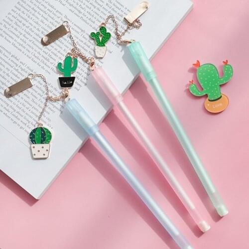 3 pcs/lot Cactus Pendant Gel Pen Signature Pen BZNVN Creative School For Children Simple Bookmark