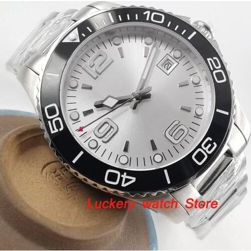 40mm no logo white dial Luminous saphire glass;black Ceramic Bezel Automatic movement mens watch-BA93