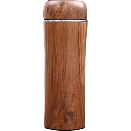 400ml Factory wholesale retro wood color insulation bottle stainless steel thermos high-grade Vacuum straight kettle Free Ship