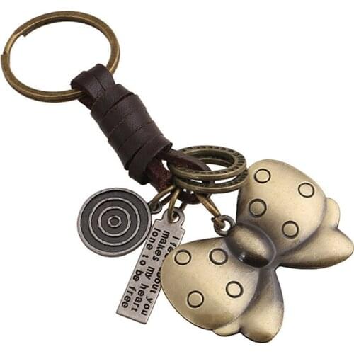 Auto Car Key Rings Bronze Cross Skull Anime Butterfly Pendant KeyChains Gift Jewelry Making Accessories