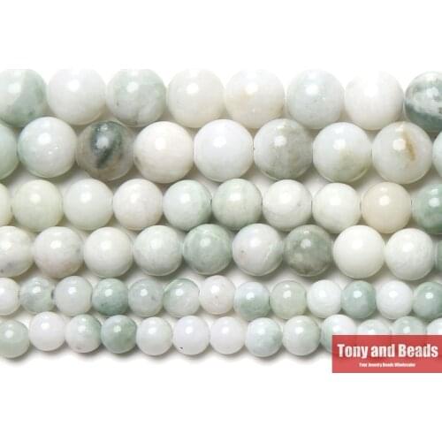 New Arrival White and Green Jades Gem Beads 15" Strand 6 8 10mm Pick Size For Jewelry Making