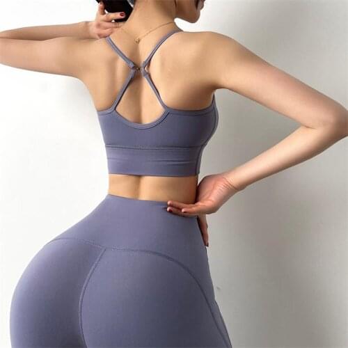 New Thin Strap Sports Bra Sexy Backless Women Fitness Yoga Bra Running Lady Sportswear Sports Top Gym Gather Training Underwear