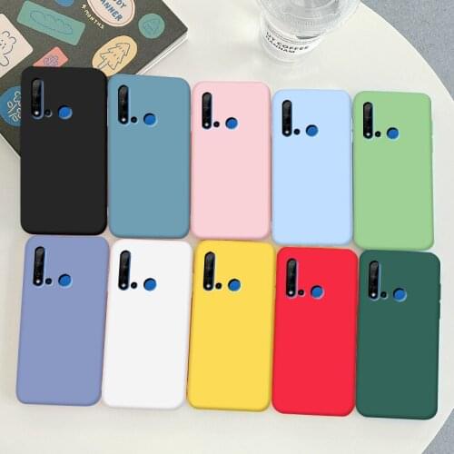 For Huawei nova 5i Case Soft TPU Silicone Case Macaron Colors Candy Black Simple Phone Back Cover