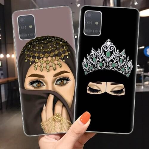 Woman In Hijab Face Muslim Islamic Gril Eyes Cover Phone Case for Samsung S20 Ultra Plus A51 A71 A10 A20 A30 A40 A50 A70 Shell