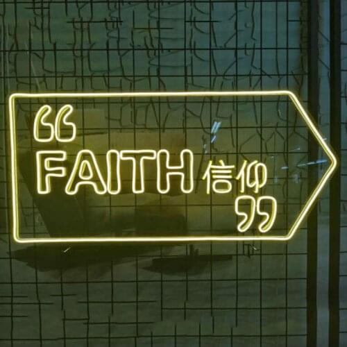 Decorative Light Faith In Chinese With Arrow Neon Light Restaurant Accessories Bar American Dream Enseigne Lumineuse Glass Tubes