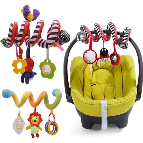 Baby Hanging Rattles Mobile Cartoon Bed Stroller Toys Spiral Plush Infant Squeaky Hand Bells Pacifier Toy Toddler погремушки