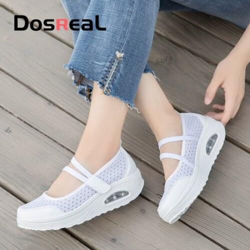 Dosreal Womens Platform Flats Shoes Sneakers Narrow Band Ladies Fashion Swing Shoes Summer Breathable Mesh Shoes For Female