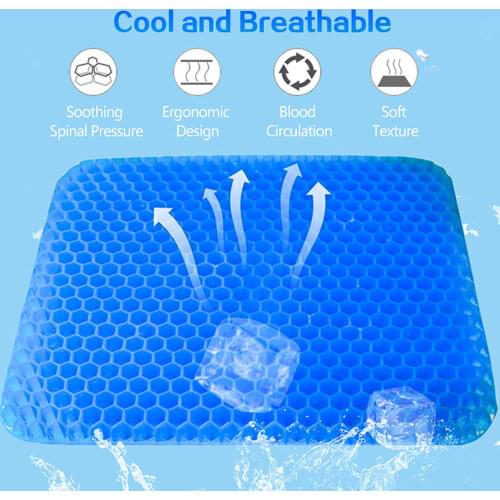 Gel Seat Cushion Flexible Honeycomb Ice Pad With Cover For Car Boat Sofa Office Home Chair